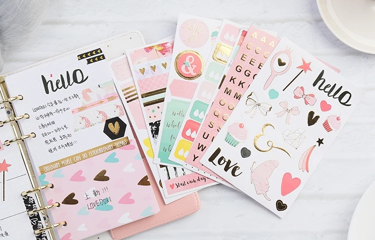 Kljuyp 8 шт. рисунок «Hello Kitty» Любовь наклейки для Скрапбукинг Happy planner/карты/бумажник карты Высокое качество нейлоновый чехол заграничного паспорта машина для изготовления журнала проекта