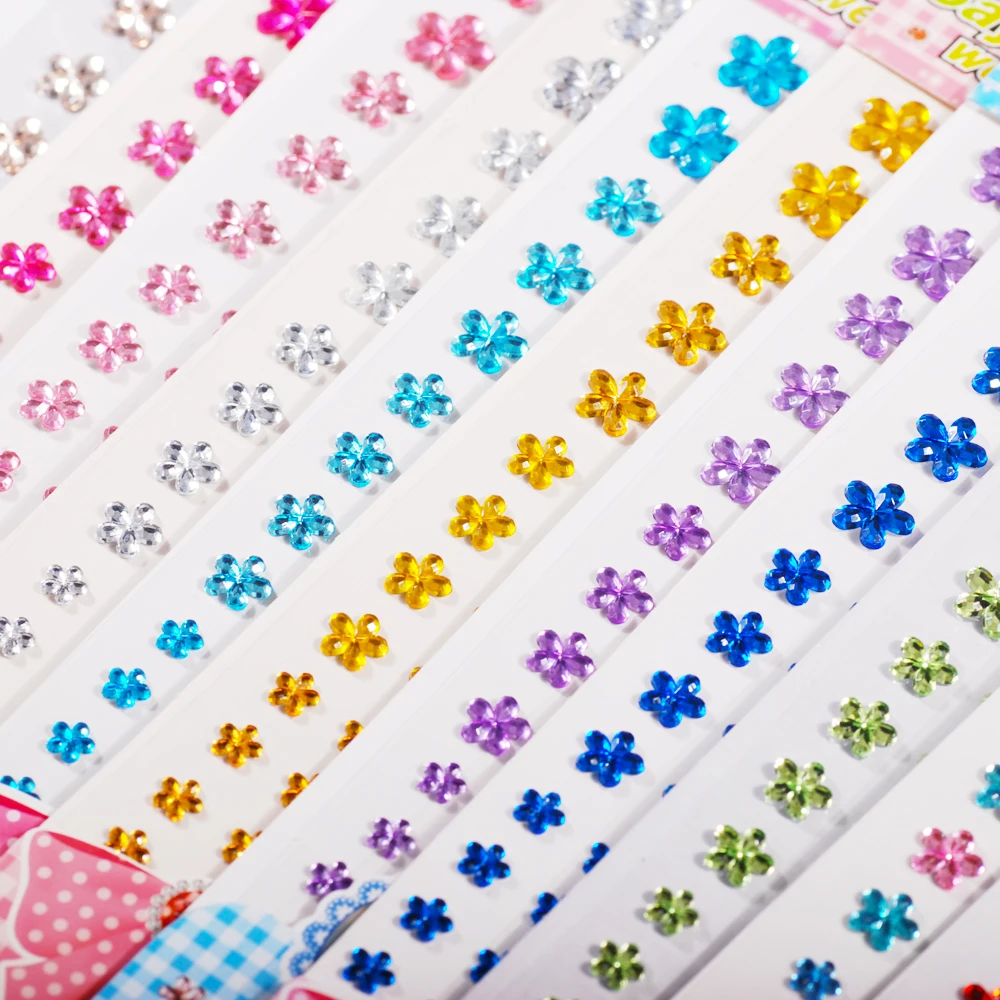 1set Flower Motif Acrylic Rhinestone Mobile Phone PC Car Art diy Self Adhesive Decal Styling Flatback Nail Decoration Stone | Красота и