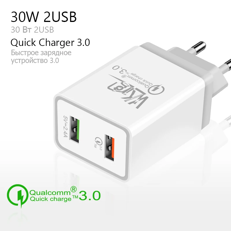 Быстрое зарядное устройство VVKing 30 Вт 3 0 USB для iPhone X 8 быстрое Samsung s8 s9 S10 Xiaomi Huawei QC3.0
