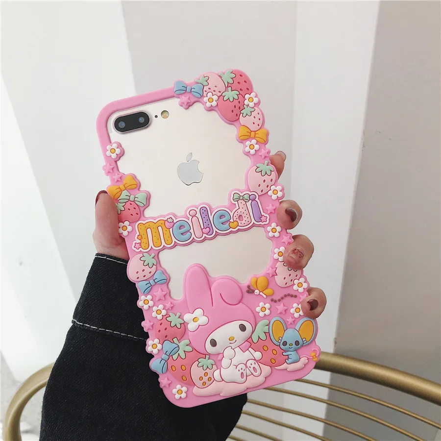 Чехол для телефона My Melody Frame для iPhone 6, 6s, 7, 8 Plus, X, XR, XS, Max, милый мультяшный чехол, мягкий силиконовый резиновый корпус, Fundas Coque