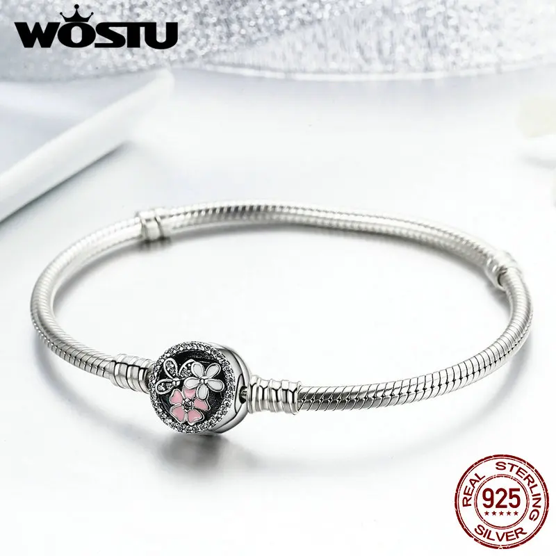 WOSTU 925 пробы Серебряный поэтический браслет и браслеты для женщин подходят DIY Подвески бусины оригинальные ювелирные изделия подарок XCHS919