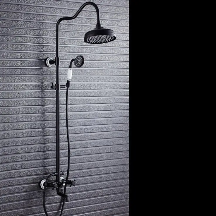 Черный латунный Смеситель для ванны и душа с двумя ручками|shower faucets|bath and shower