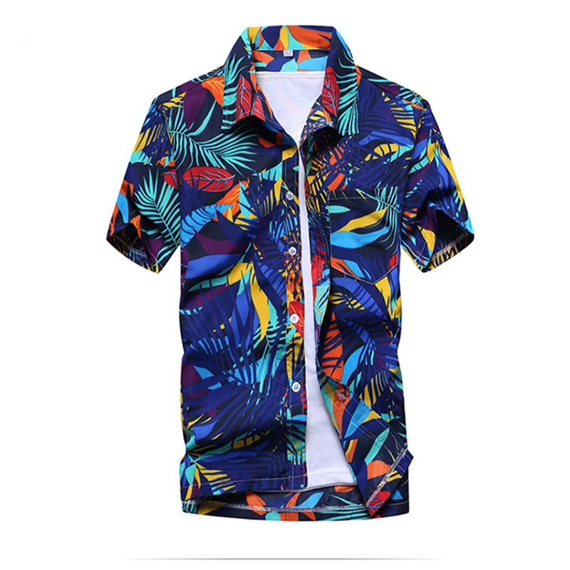 Мужская мода рубашка мужская повседневная camisa masculina Печатных Пляжные рубашки с
