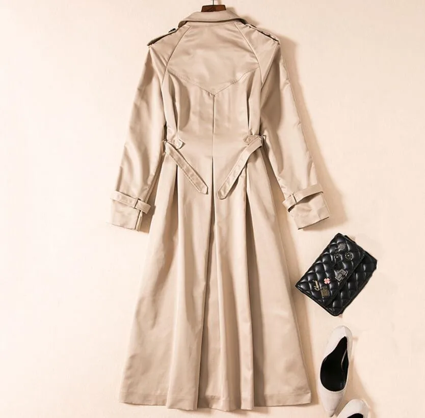 

plus size 2XL ! spring autumn long slim waist women windbreaker coat fashion double breasted temperament women trench coat