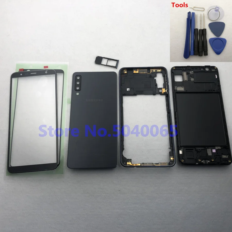Для Samsung A7 2018 SM A750F полный корпус Передняя средняя рамка пластина задняя крышка