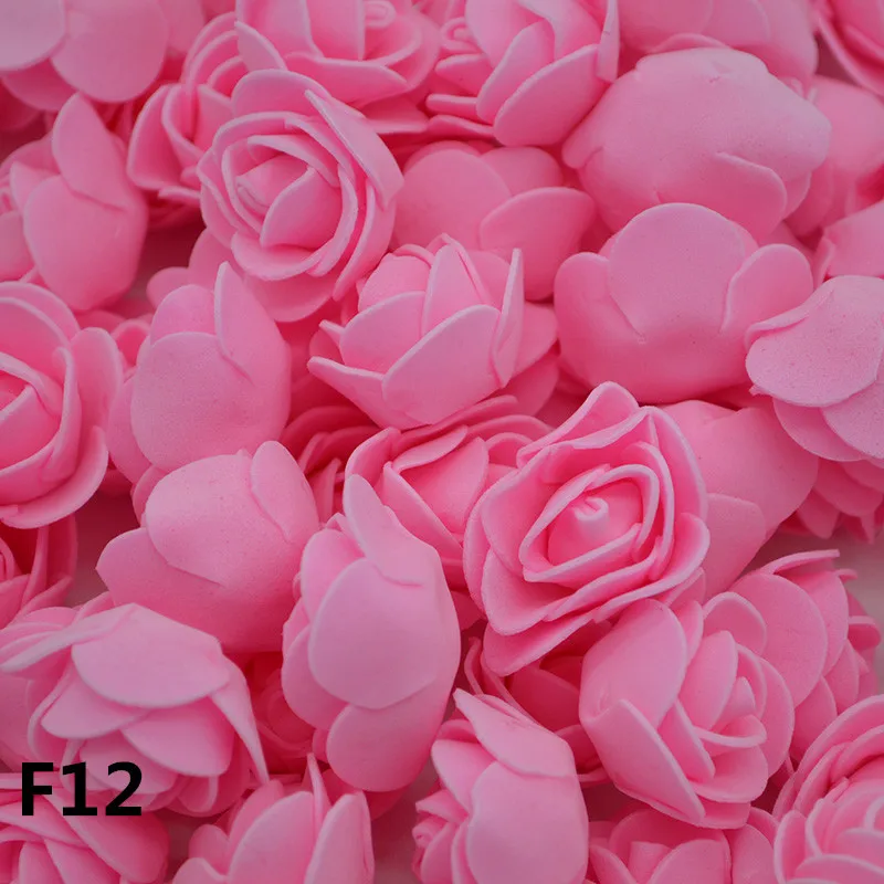 dark pink 3 см ПЭ пена искусственный цветок 100 шт. плюшевый мишка поддельная Роза голова для дома свадебное украшение цветок Скрапбукинг венок цветок - Цвет: dark pink