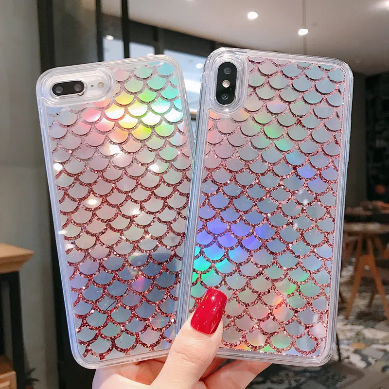 Шикарные чехлы с жидким динамическим песком и русалочкой для iPhone X XR XS MAX 6 6S 7 Plus |