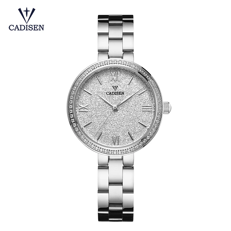 white wristwatch C2017cadisen Популярные Роскошные женские брендовые Модные женские кварцевые часы подарок для девушки Нержавеющая сталь Стразы Универсальный водонепроницаемый - Цвет: white wristwatch