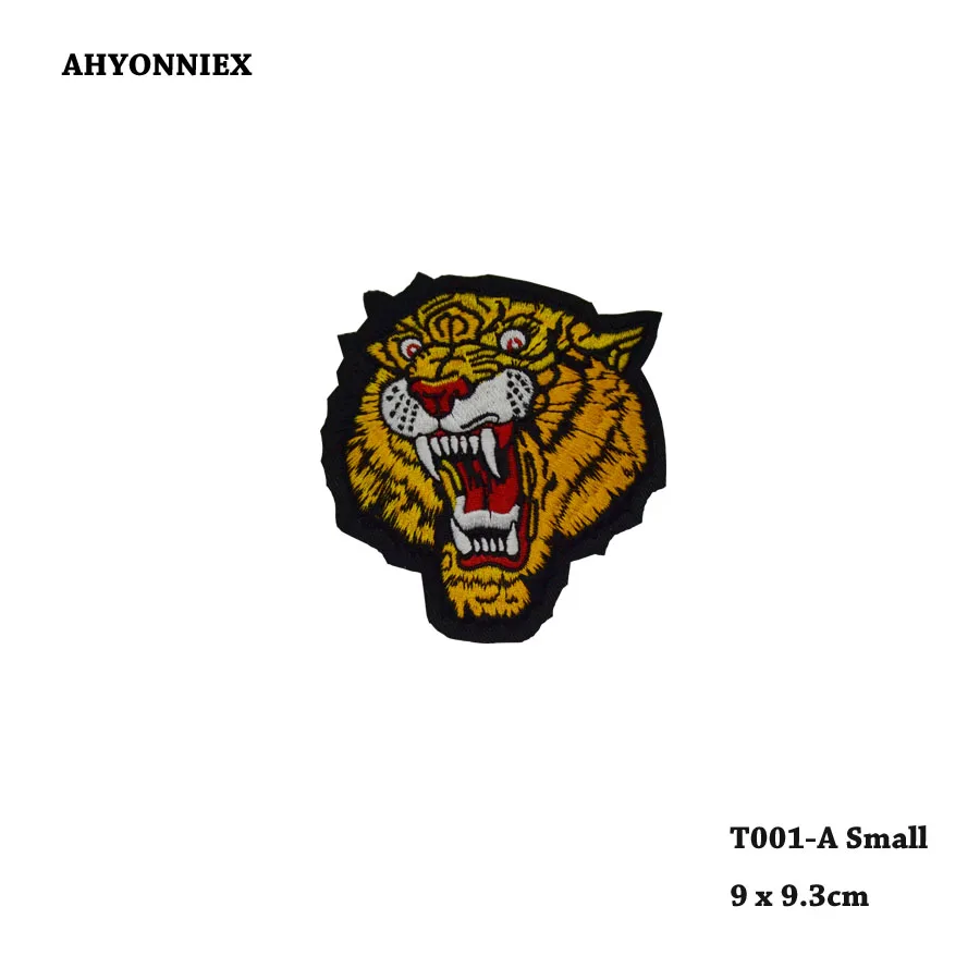 Патчи с головой тигра 20 см наклейки утюгом для Байкерской куртки модные