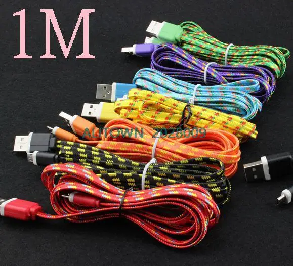 Фото 100 шт. Красочные Плоские Плетеные Faribic Нейлон Провода Micro USB Синхронизации Данных 100 шт. Красочные Плоские Плетеные Faribic Нейлон Провода Micro USB Синхронизации Данных