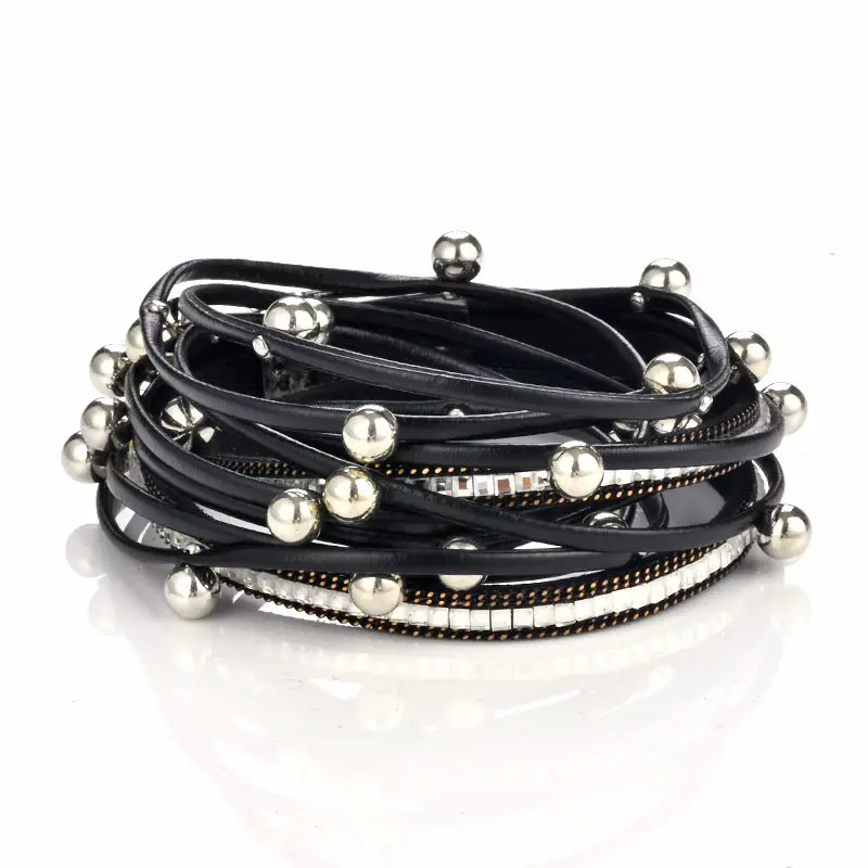 Design Fashion Bead Multiple Layers Charm Bracelet For Women Men Leather Bracelets &amp Bangle New Femme Party Drop shipping | Украшения и