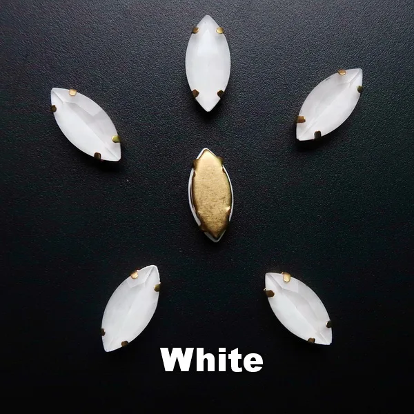 A1 White Золотой коготь настройки желе конфеты стекло и AB цвета кристалл 7*15 мм Navette Маркиза Форма пришить стразы бусины Одежда diy отделка - Цвет: A1 White
