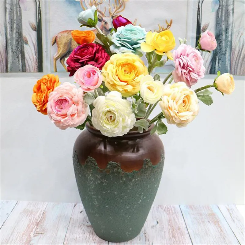Поддельные короткие Стволовые Ranunculus 19 69 &quotДлина моделирования Tufting Камелия для