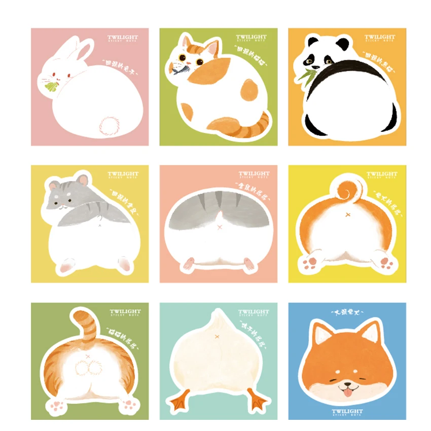 

Kawaii Cartoon Animal Rabbit Cat Memo Pad 30 Sheets Recyclable Sticky Notes Decorative Paper Sticker Stationery Bookmark Pad