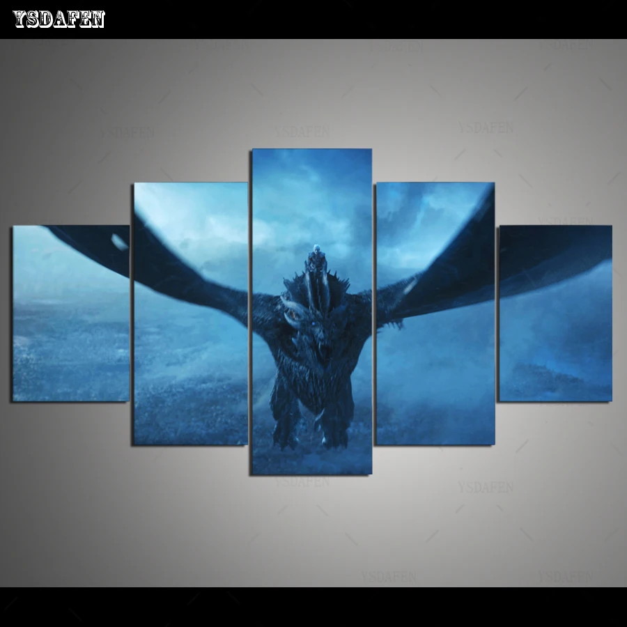 Прямая поставка HD 5 Панель Холст Искусство GOT night king dragon flyPainting домашний Декор