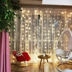Соединяемая светодиодсветильник Гирлянда-занавеска 3x3 м, мигающий Сказочный свет, s гирлянда на окно, 220 В, 110 В, светильник для свадьбы, вечеринки, украшение для дома