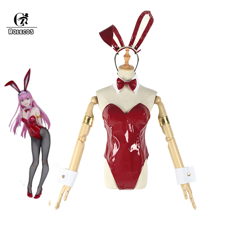 ROLECOS Darling in the FranXX Zero Two Cosplay Costumes Bunny Girl Senpai Sexy Costume Bunny Ears Jumpsuit