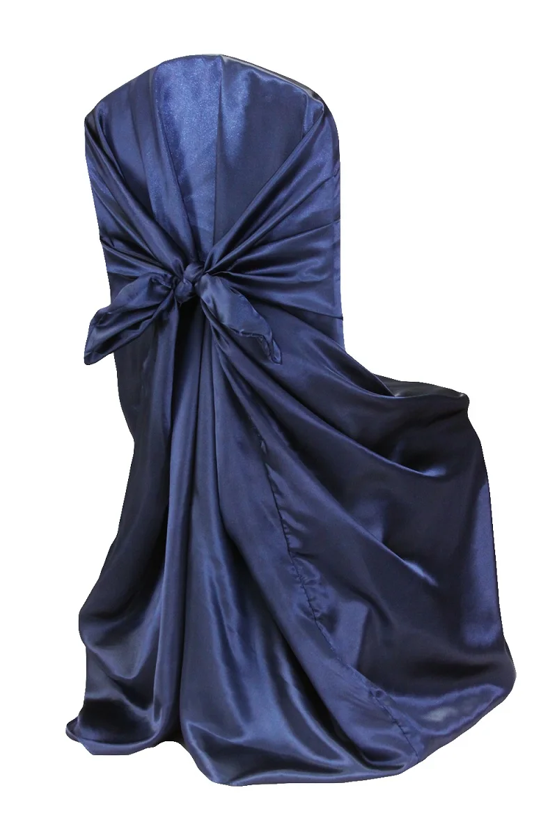 navy blue Сатиновые чехлы на стулья для свадебного банкета, отеля, вечерние украшения, товары, 110 см* 140 см, 100 шт, бренд BITFLY - Цвет: navy blue