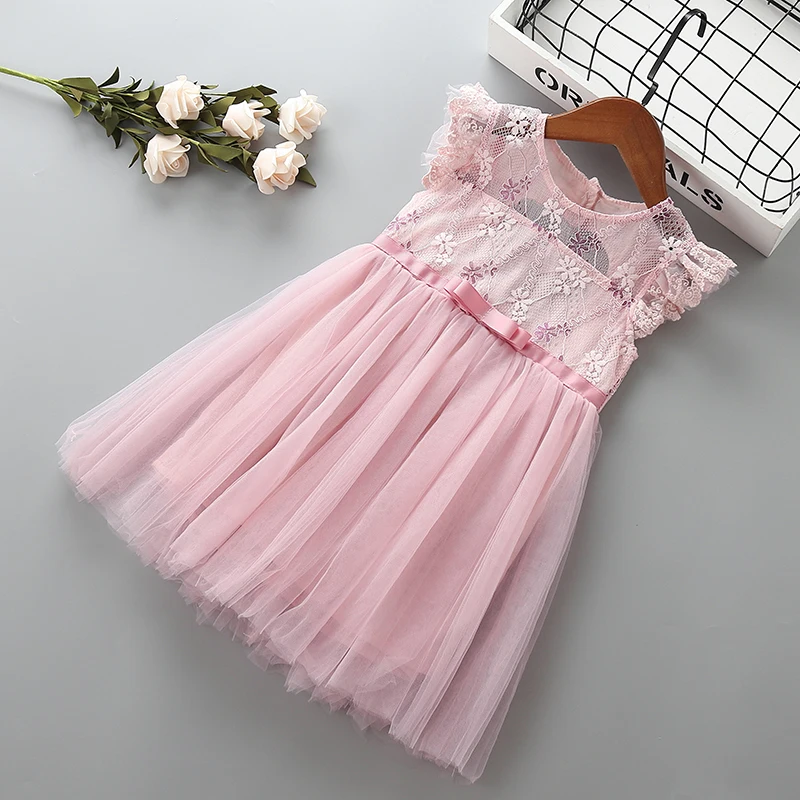 0-6 years High quality girl dress 2019 new summer lace mesh solid kid children clothing party formal princess | Детская одежда и