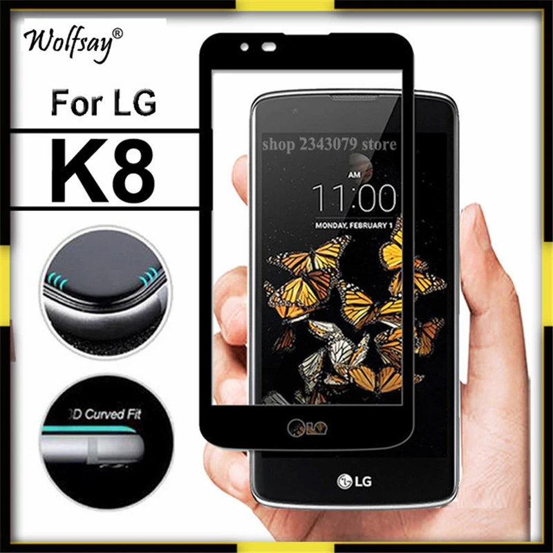 Закаленное стекло для защиты экрана LG K8 2.5D закругленные края полное покрытие