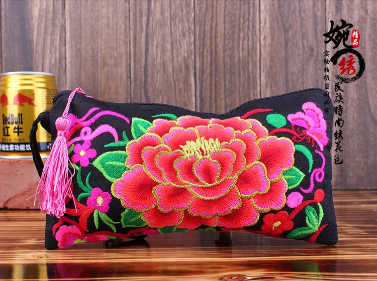 Бесплатная доставка! вышитый кошелек для монет Женская сумочка Национальный