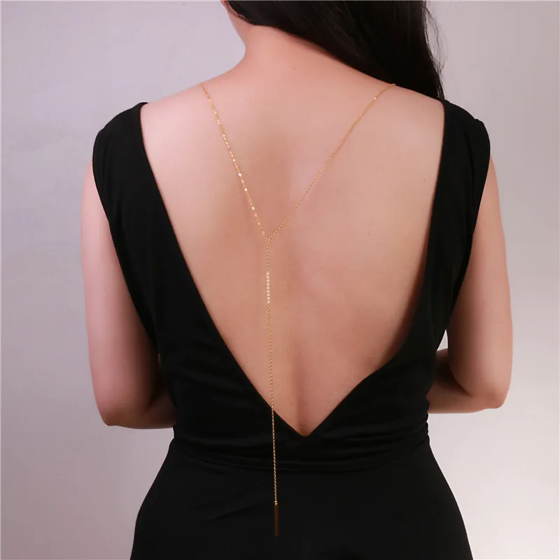 Простое Ожерелье с открытой спиной спереди на заднем фоне цепочка Лариат Y