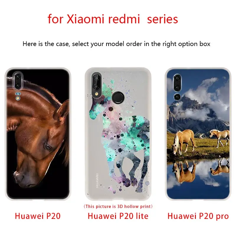 Watercolor horse Running Horses Soft TPU Phone Cases For Huawei P50 P40 P30 P20 Pro Lite p30lite p50lite P samrt Z 2019 2020 | Мобильные