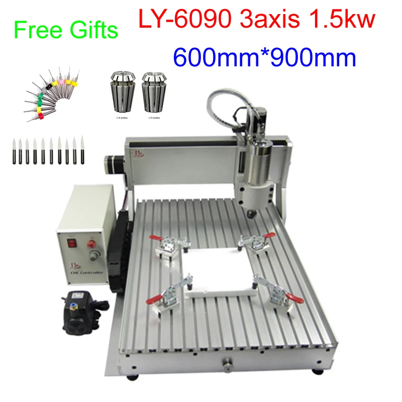 

3axis cnc engraving machine LY-6090 cnc milling machine with 1.5kw water-coolled spindle and ball screw