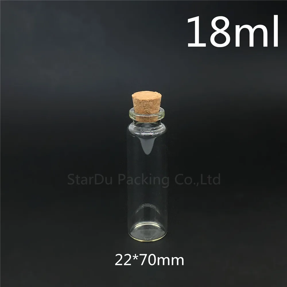 

Free Shipping 50pcs 18ml Small Cute Mini Cork Stopper Glass Bottles Vials Jars Containers 18cc Small Wishing Bottle With Cork