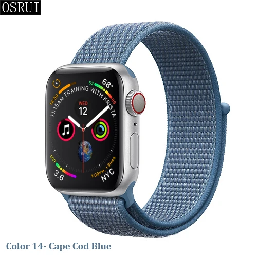Ремешок для Apple Watch 42 мм 38 мм 5 4 3 correa iwatch 44 мм 40 мм спортивный браслет-петля Apple watch 5 4 аксессуары 5/3/2 - Цвет ремешка: 14- Cape Cod Blue