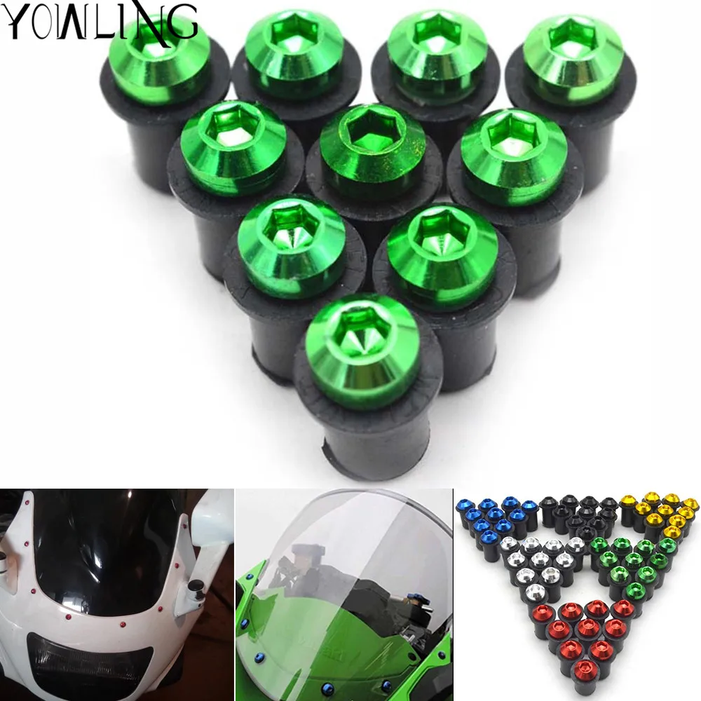 

5mm 10pcs Universal motorcycle Windshield Spike Bolts Screw Nuts for KAWASAKI NINJA 250R Z125 NINJA 300r ZX6R/636 ZX10R Z750R