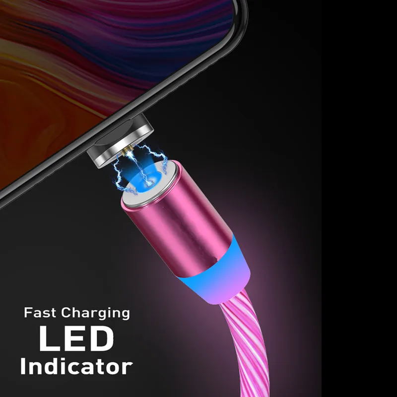 Магнитный светодиодный кабель для быстрой зарядки Micro USB Type C Honor 20 10 8X iphone X Samsung S8 S10