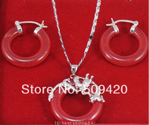 Бесплатная доставка&gt крутая Мода Серебряный Дракон красный нефрит женская