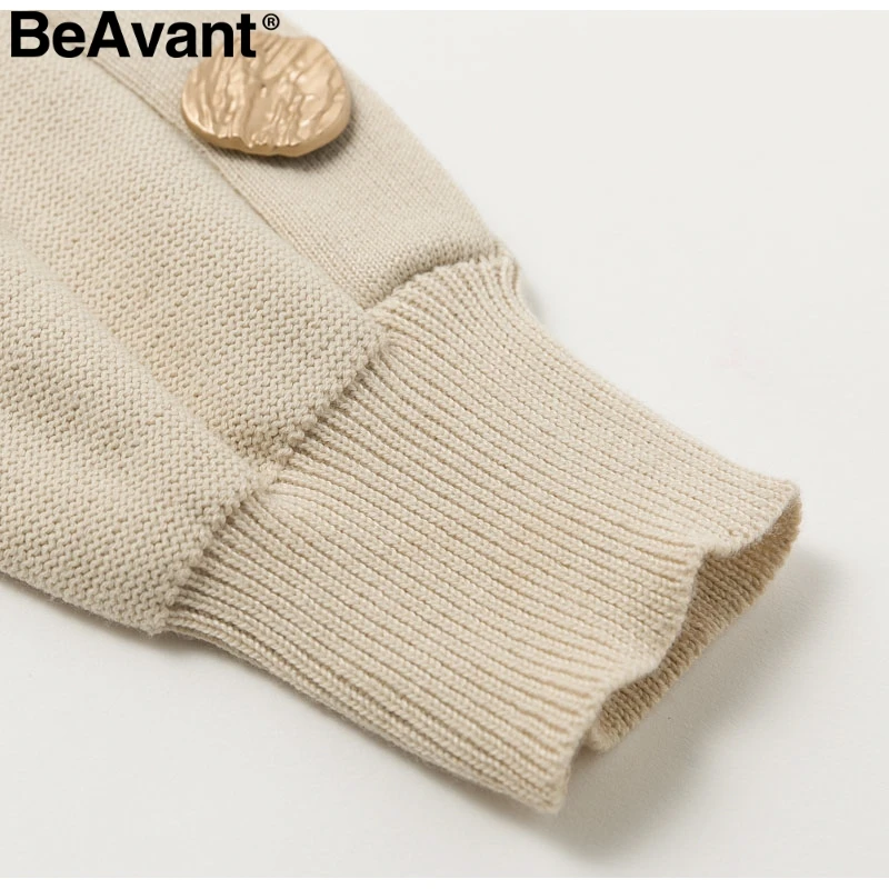 BeAvant Elegant one shoulder knitted dress women Fashion buttons sash female autumn dresses Casual loose winter ladies vestidos
