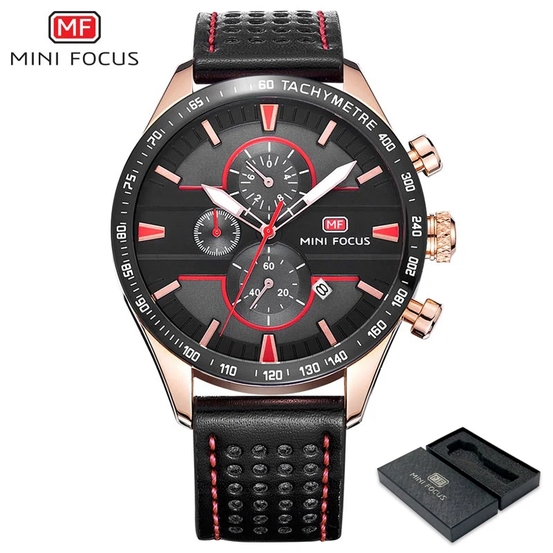 Black with Box Роскошные Брендовые мужские часы с мини-фокусом, кварцевые аналоговые военные спортивные золотые мужские часы, водонепроницаемые мужские часы - Цвет: Black with Box