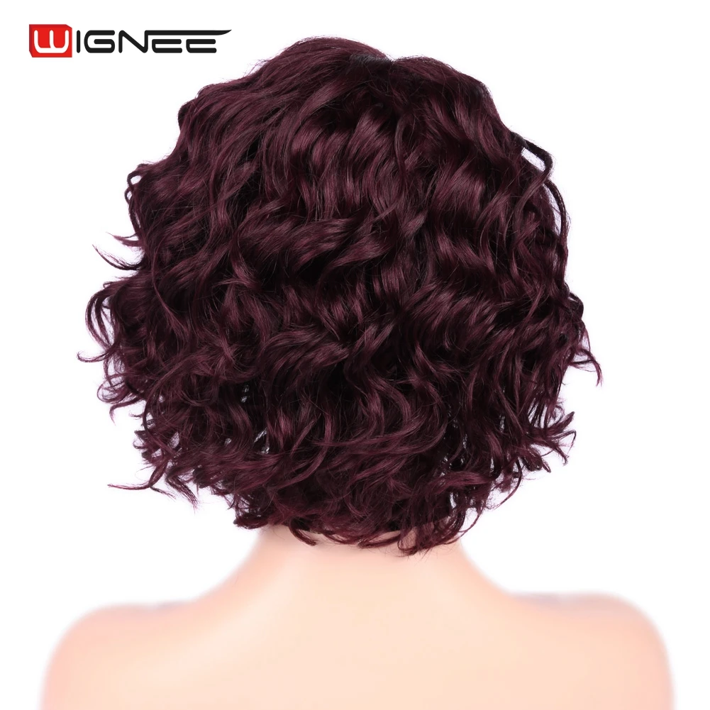 Wignee афро вьющиеся бразильские волосы remy короткие человеческие парики для черных/белых женщин боковая часть шнурка 150% высокая плотность Короткие вьющиеся парики