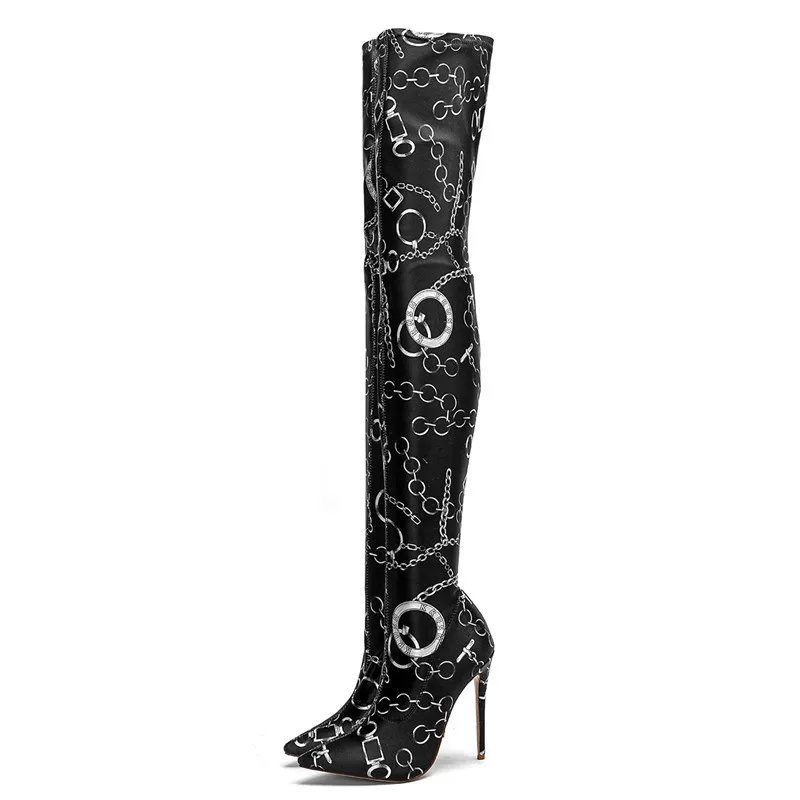 

Autumn Early Winter Elastic Cloth Over The Knee Tight High Boots Women Sexy High Heel Pointed Toe Ladies Ridding Long Boots Shoe