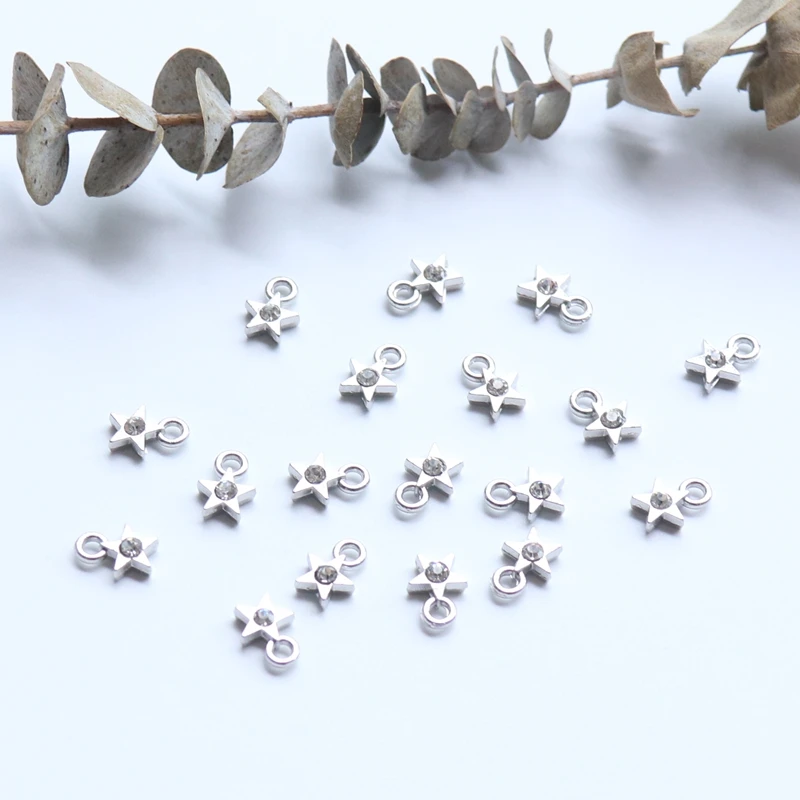 AAA 50 шт 6*9 мм звезда тон стеклянные стразы белый никель цвет ювелирные из сплава