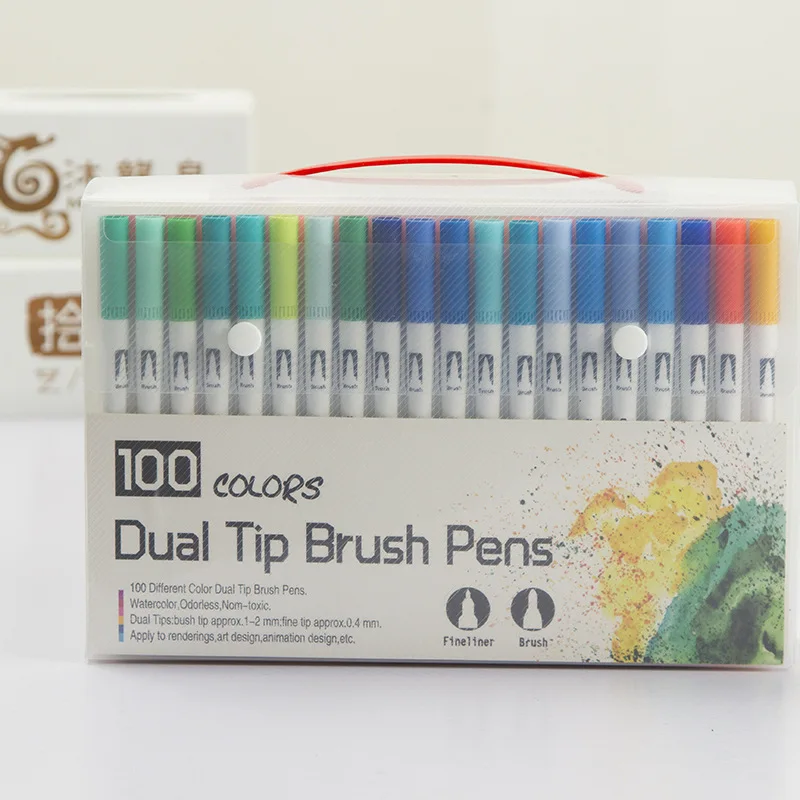

100Colors Dual Brush Pen Fineliner Art Marker Pens Drawing Painting Watercolor Brush Pen School Stationery Supplies