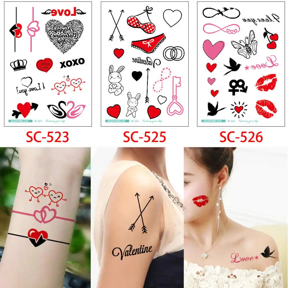 SC Set 44 Glaryyears 3 шт./компл. мультфильм SC временная татуировка Стикеры Цветной рисунок с цветами, милая детская татуировки тела для Для женщин Для мужчин наклейка - Цвет: SC Set 44