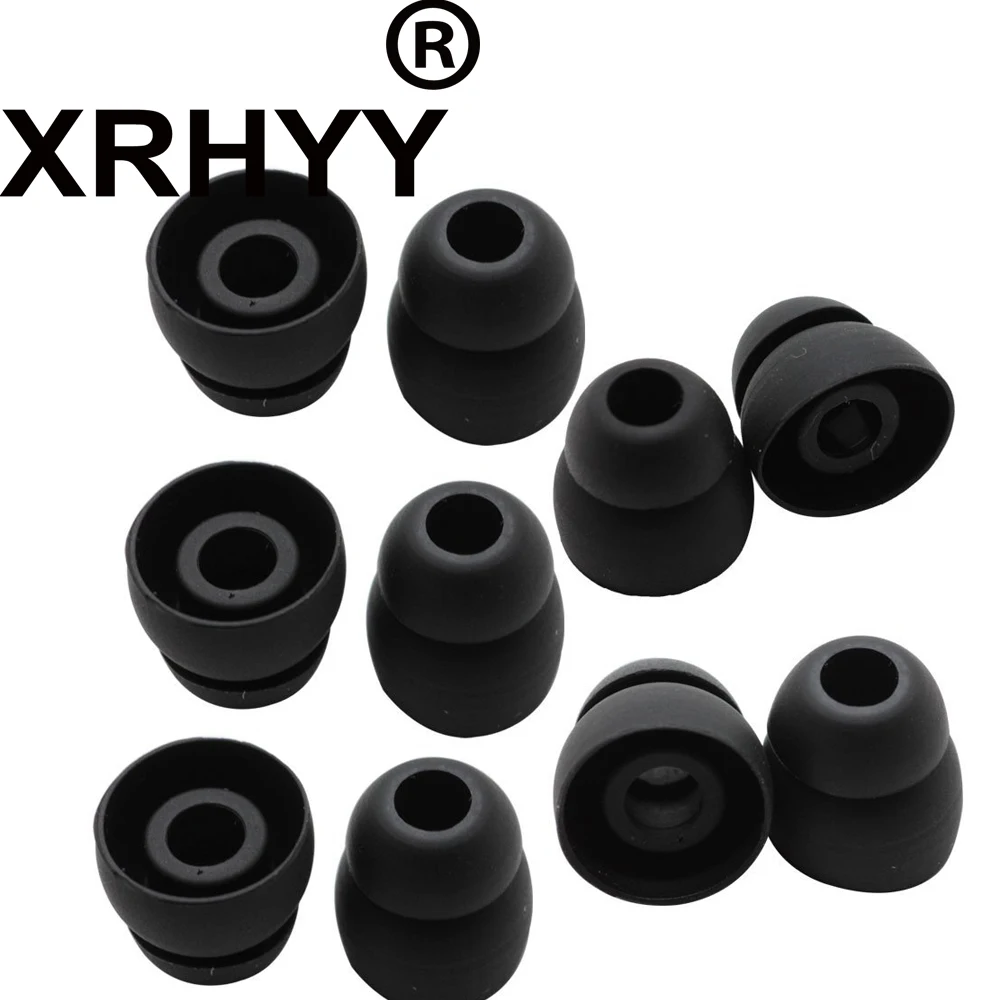 XRHYY 10pcs Double Flange Earbuds for Powerbeats 3 Powerbeats3 Wireless Headphones Replacement Silicone Eartips Ear Buds Black |