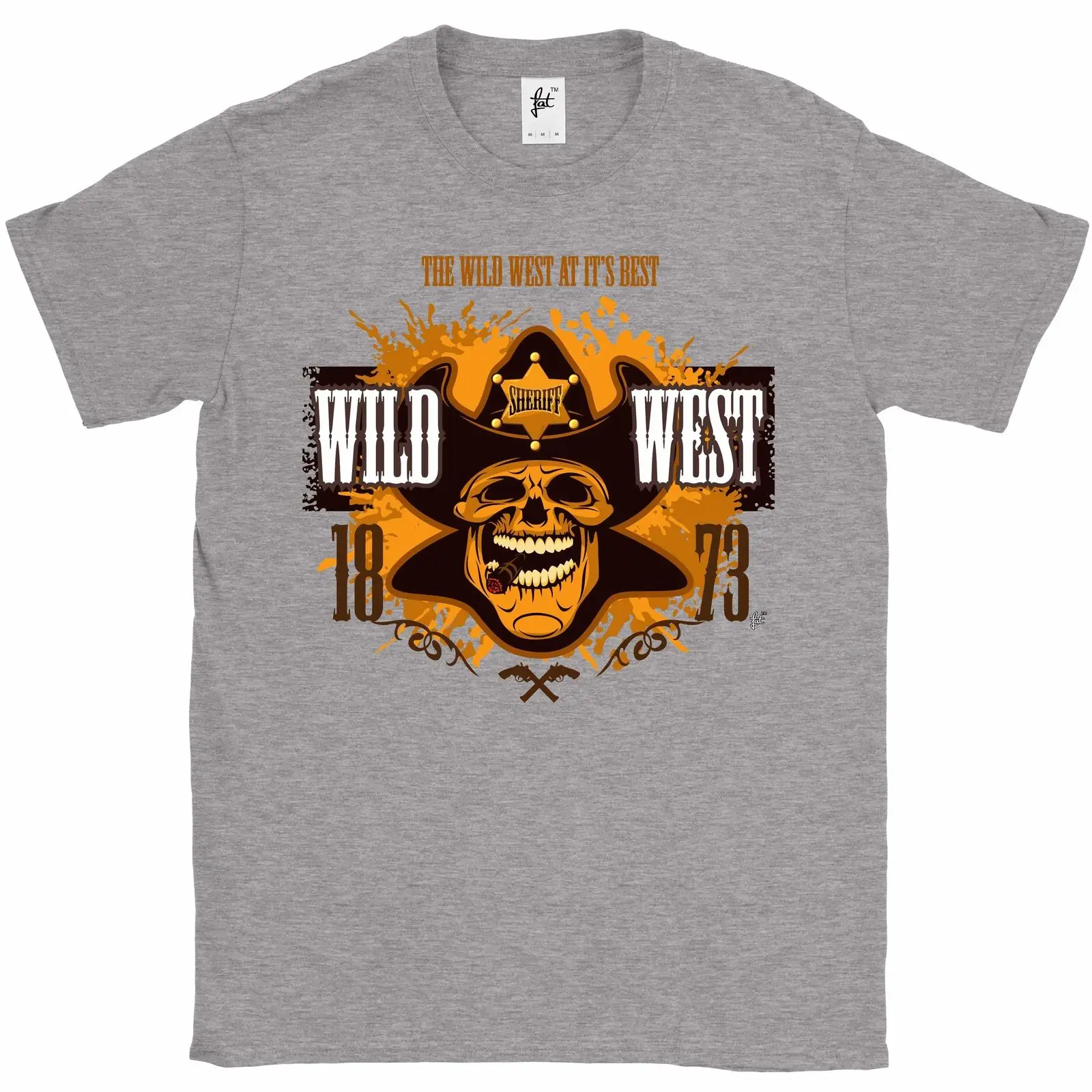 The Wild West At It's Best Cowboy Sheriff Skull Мужская футболка Удобная повседневные футболки с