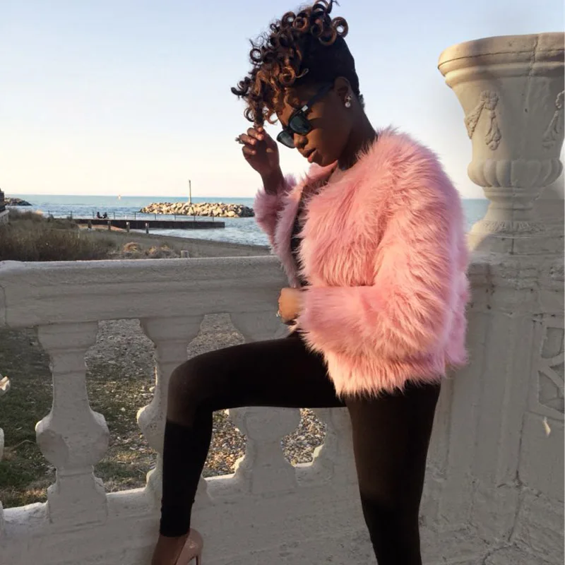 2017 пальто из искусственного меха Для женщин теплые короткие Стиль верхняя одежда