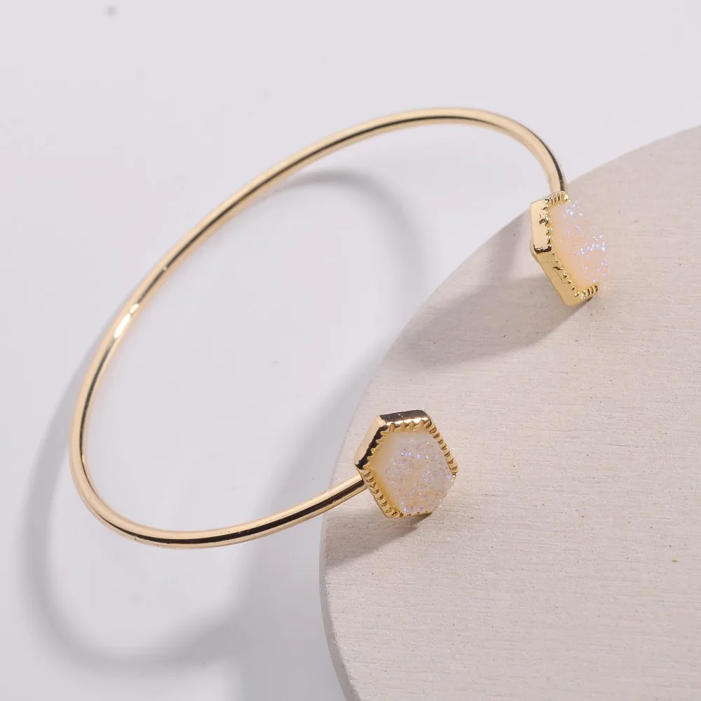 HUIDANG 5 colors Pointing Druzy Resin Quartz Stone Bangles for Women | Украшения и аксессуары