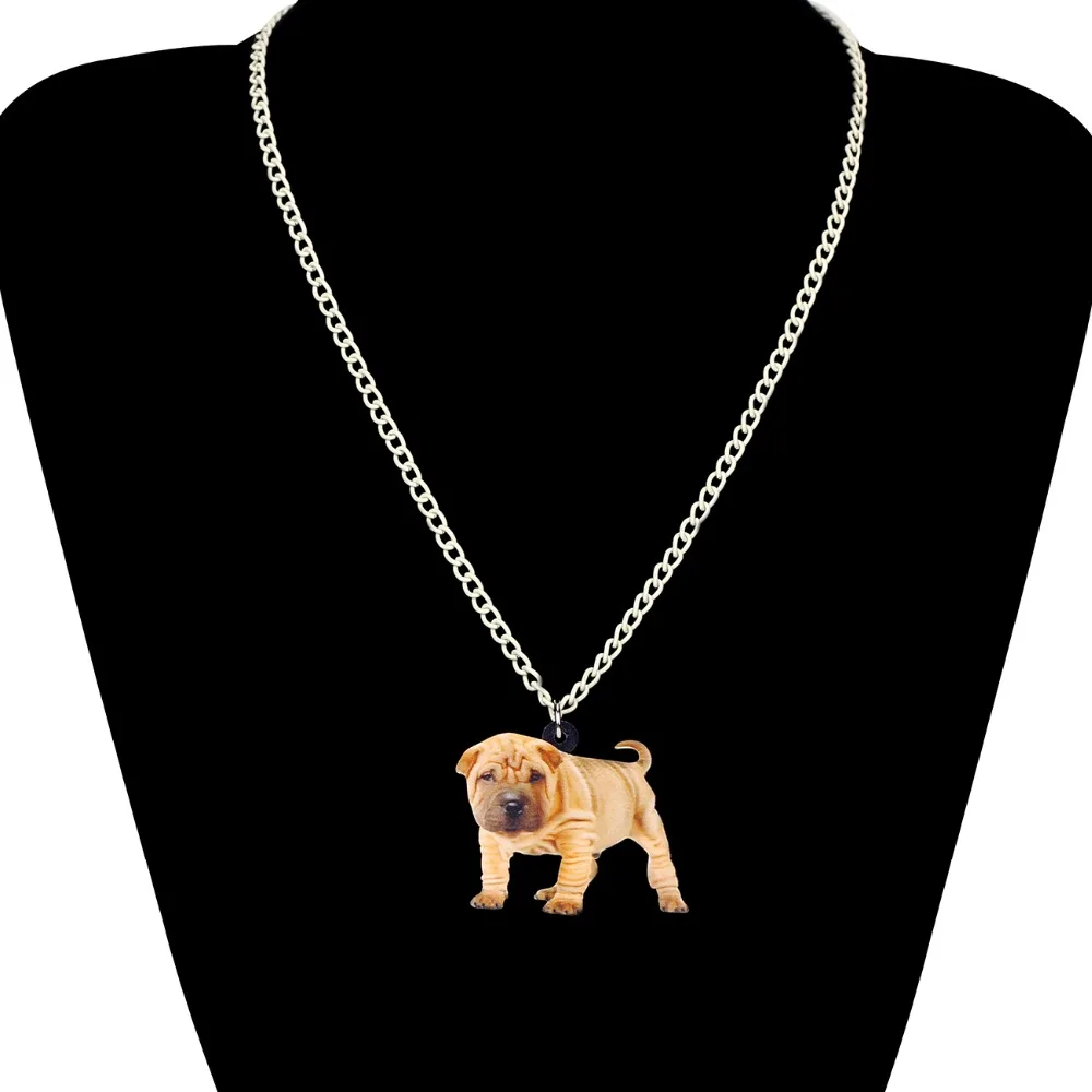 Bonsny акриловое стоящее китайское Шарпей Подвеска для ожерелья собак цепь чокер