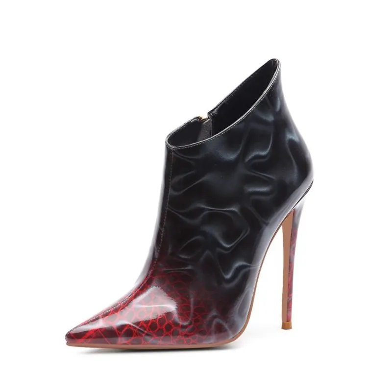SIMLOVEYO New winter Shoes women Ankle boots Pointed toe Pu leather high heel boots Botas feminino mujer zipper B1401