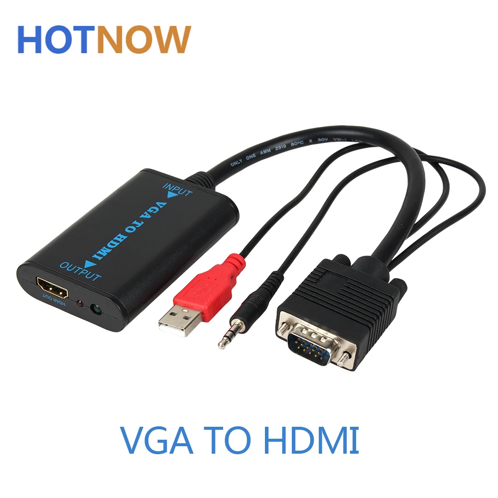 HOTNOW преобразователь из VGA в hdmi + аудио конвертер Кабель vga2hdmi адаптер для hdtv pc|vga to|vga