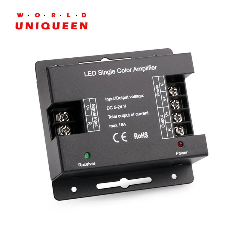 

DC5-24V support 16A max. output single channel power amplifier, LED control signal repeater, 20 ns delay, fast repeat, PWM dim