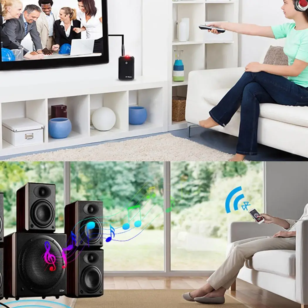 Портативный Bluetooth передатчик для ТВ Беспроводной аудио адаптер подключенный к 3 5