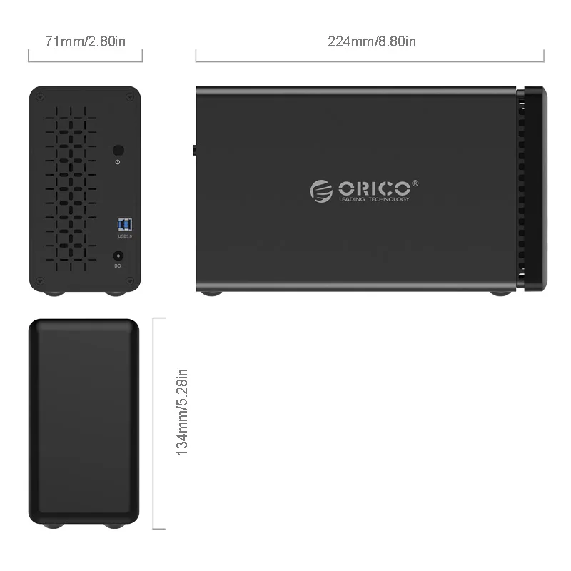 Док-станция ORICO NS200-U3 2 Bay USB3.0 для жесткого диска поддержка 20 ТБ 5 Гбит/с 12V4A адаптер